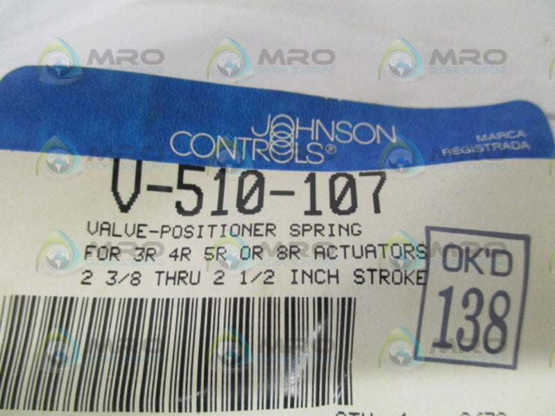 JOHNSON CONTROLS V-510-107 VALVE-POSITIONER SPRING NSMP