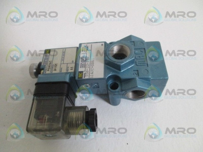 MAC 55B-22-PI-614JC=DD01 SOLENOID VALVE 24VDC 30-150 PSI NSNP
