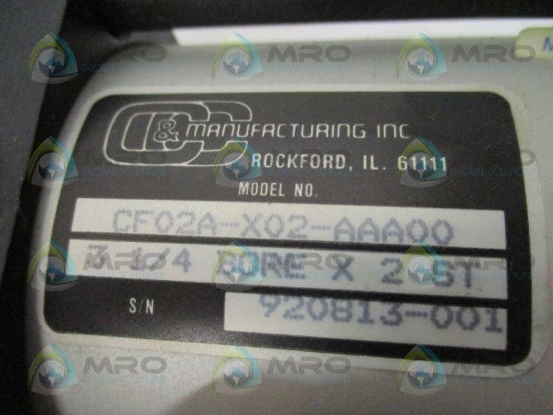 C&C MANUFACTURING CF02A-X02-AAA00 PNEUMATIC CYLINDER NSNP