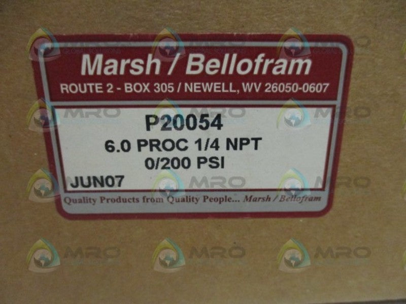 MARSH / BELLOFRAM P20054 PRESSURE GAUGE 0/200 PSI NSMP