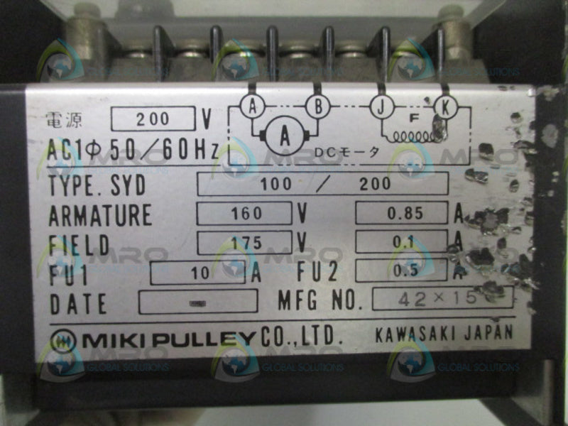 MIKI PULLEY SYD-P CONTROL POWER UNIT NSNP