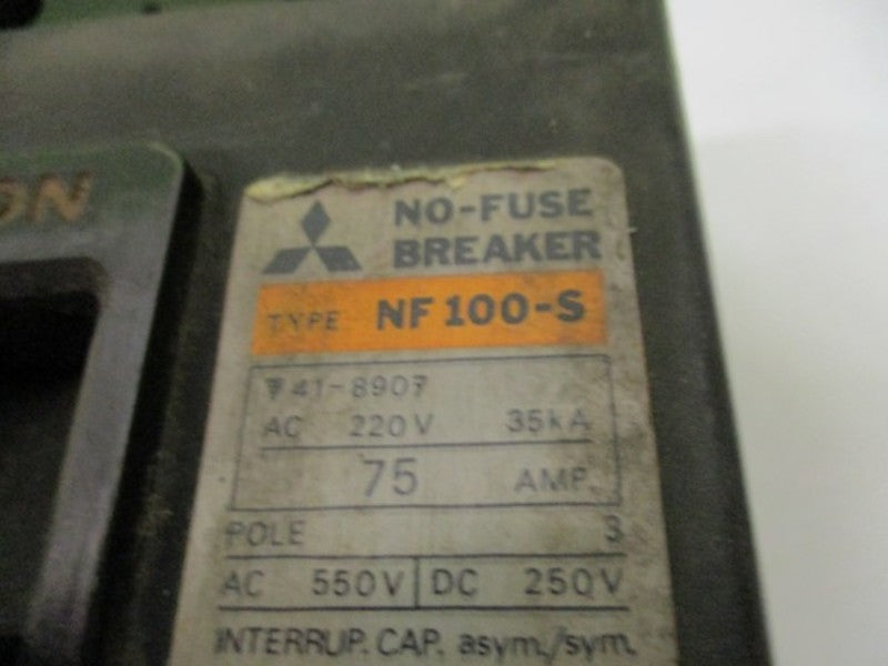 MITSUBISHI NF100-S-75 CIRCUIT BREAKER 75A UNMP