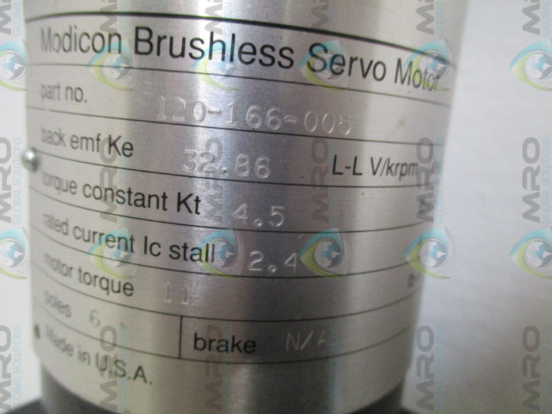 MODICON 120-166-005 BRUSHLESS SERVO MOTOR UNMP