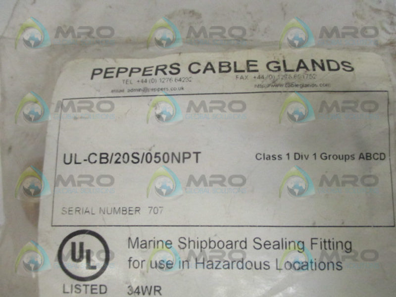 PEPPERS CABLE GLANDS UL-CB/20S/050NPT FITTING  NSMP