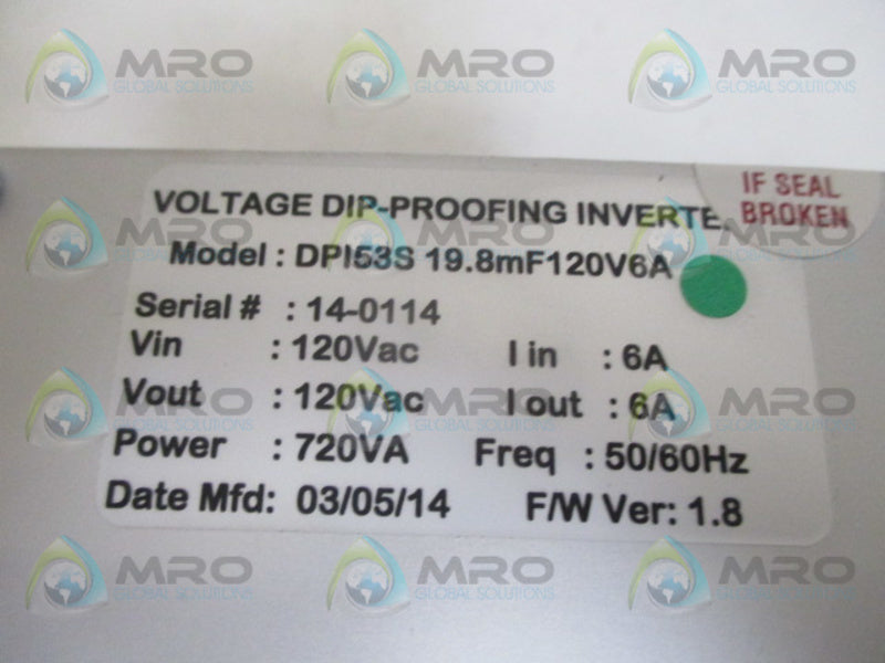 DIP PROOFING TECHNOLOGIES DPI53S19.8MF120V6A F/W 1.8 INVERTER NSNP