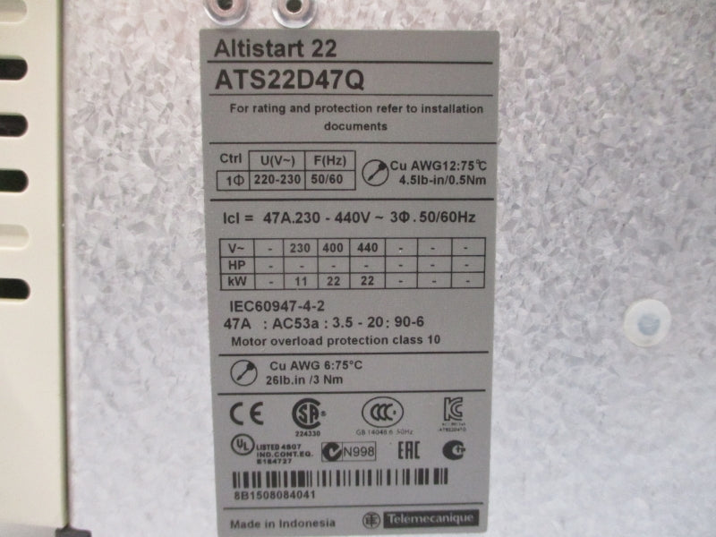SCHNEIDER ELECTRIC ATS22D47Q 230-440V 47A UNMP