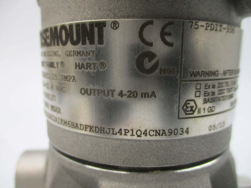 ROSEMOUNT 3051CD3A02A1KM6BADFKDHJL4P1Q4CNA9034 10.5-42.4VDC 3626PSI NSNP