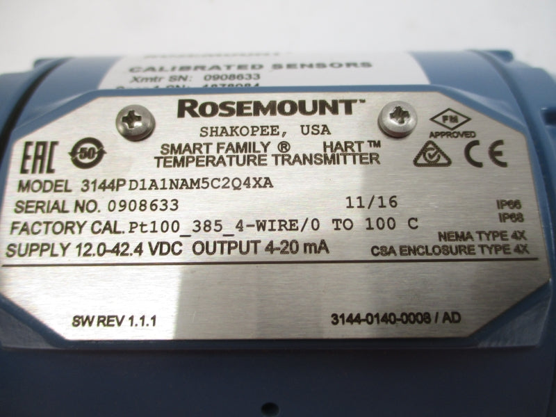 ROSEMOUNT 3144PD1A1NAM5C2Q4X4 12.0-42.4VDC NSNP