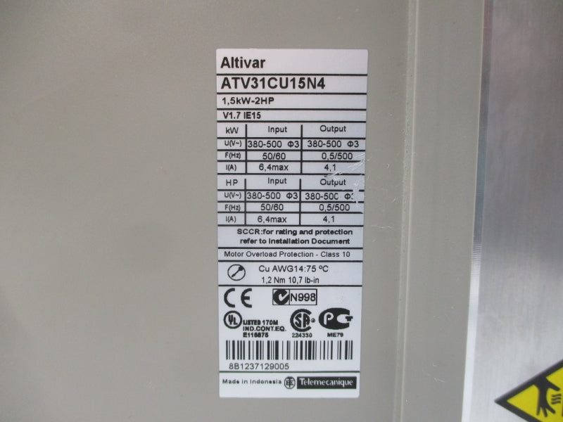 SCHNEIDER ELECTRIC ATV31CU15N4 380-500V 6.4A NSNP