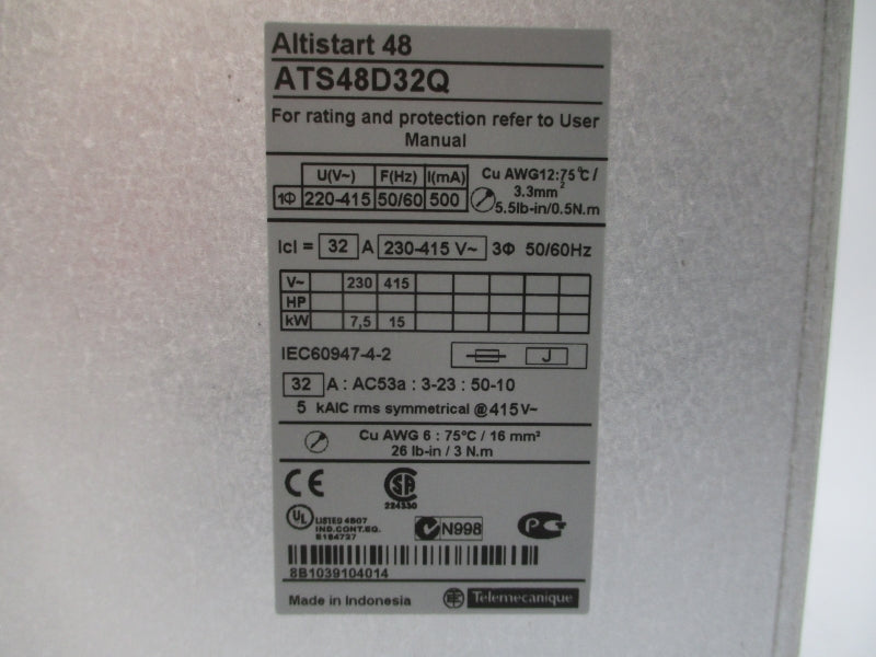 SCHNEIDER ELECTRIC ATS48D32Q 230-415V 32A NUPI