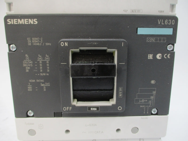 SIEMENS 3VL5763-1DE36-0AA0 VL630N 415VAC 630A (AS PICTURED) NSMP