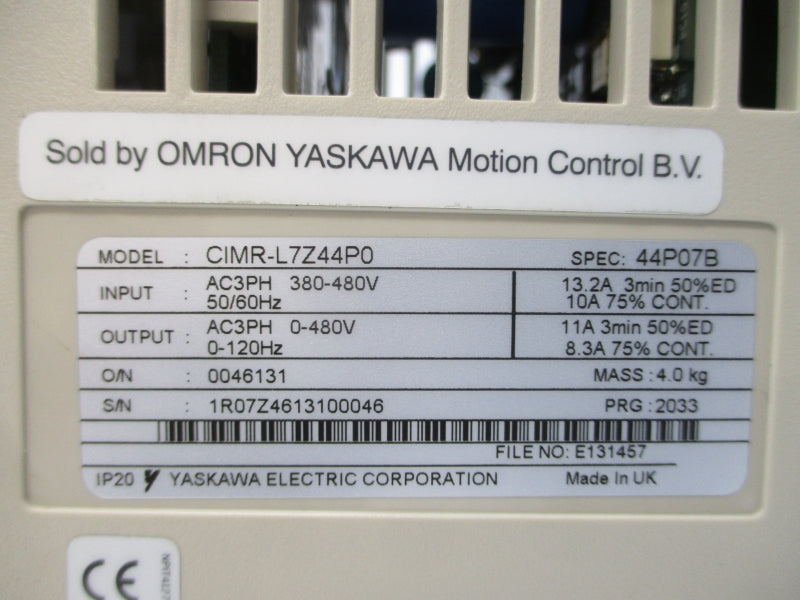 OMRON CIMR-L7Z44P07B 380-480VAC 13.2A NUPI
