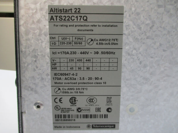 SCHNEIDER ELECTRIC ATS22C17Q 230-440V 170A UNMP