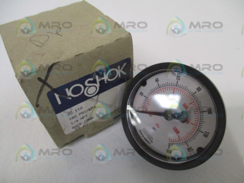 NOSHOK 20.110 PRESSURE GAUGE 160 PSI/KPA 1/4" NPT NSMP