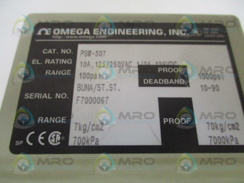 OMEGA PSW-307 PRESSURE SWITCH 10A 100 PSI NSNP