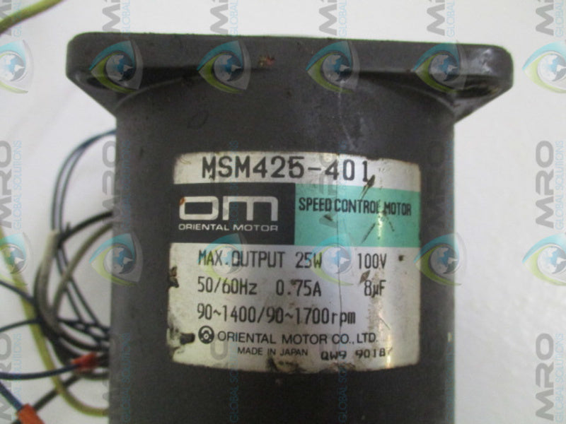 ORIENTAL MOTOR MSM425-401 SPEED CONTROL MOTOR 90-1400/90-1700 RPM UNMP