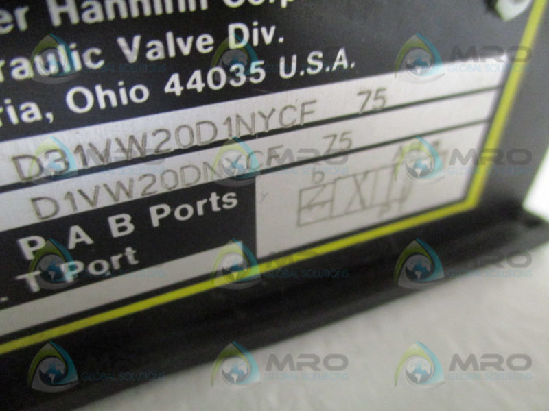 PARKER D31VW20D1NYCF75 DIRECTIONAL VALVE NSNP
