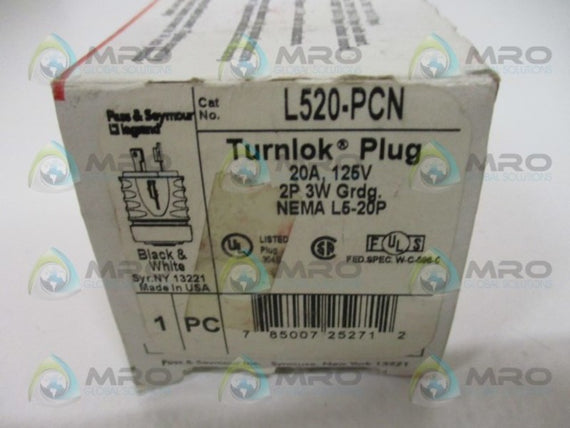 PASS & SEYMOUR TURNLOK L520-PCN PLUG *NEW IN BOX*