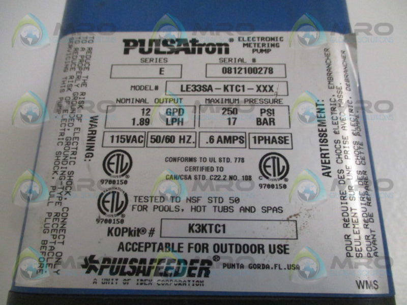 PULSAFEEDER LE33SA-KTC1-XXX UNMP
