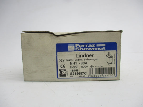 FERRAZ SHAWMUT NH1-80 1B159 500V 80A (PKG OF 3) NSMP