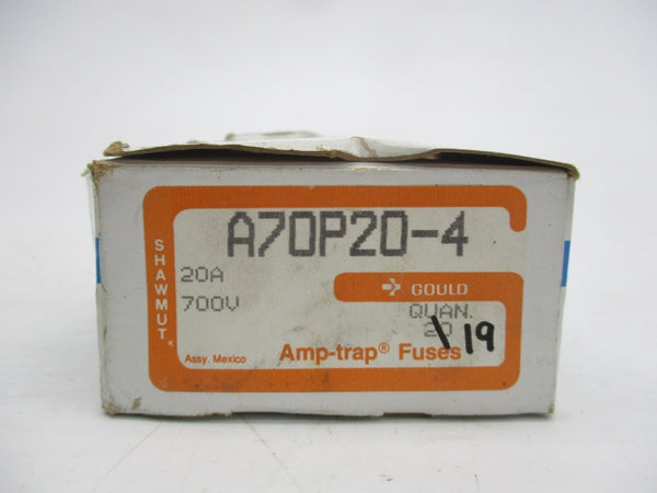 GOULD SHAWMUT A70P20-4 700VAC 20A (PKG OF 19) (WH/OR) NSMP
