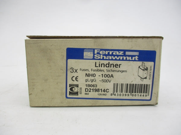 FERRAZ SHAWMUT NH0-100A 1B063 500V 100A (PKG OF 3) NSMP