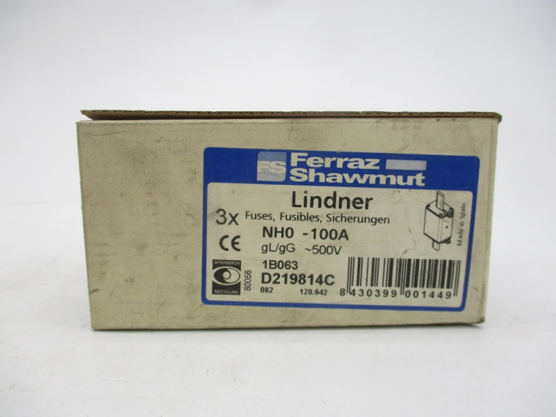 FERRAZ SHAWMUT NH0-100A 1B063 500V 100A (PKG OF 3) NSMP