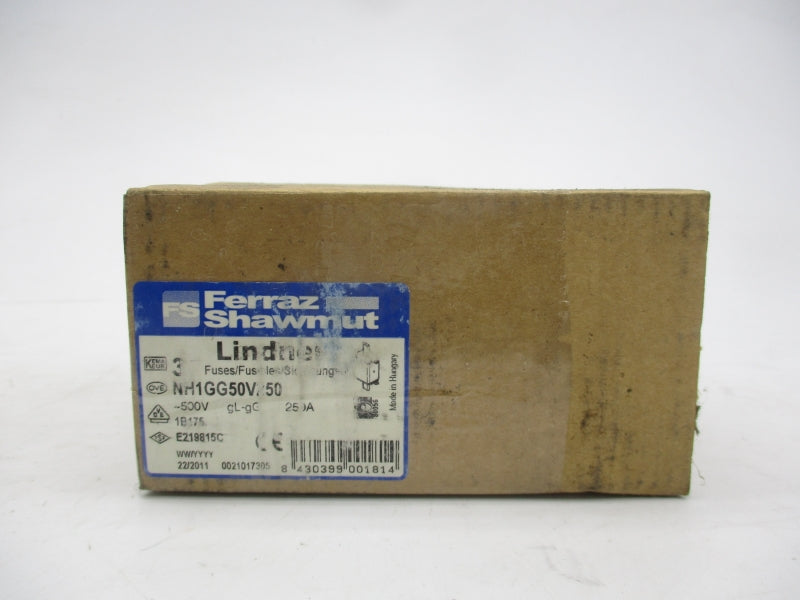 FERRAZ SHAWMUT NH1GG50V250 500V 250A (PKG OF 3) NSMP