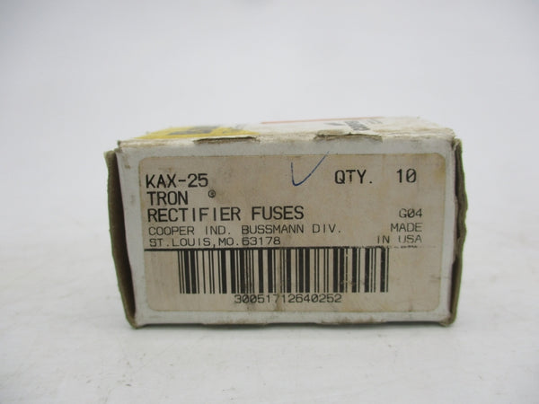 BUSSMANN KAX-25 250VAC 25A (PKG OF 10) (WH/BR) NSMP