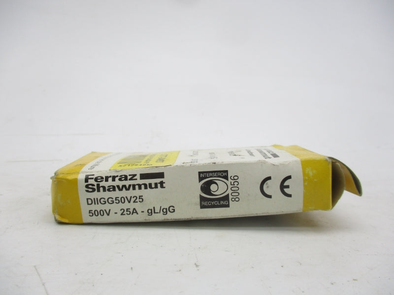 FERRAZ SHAWMUT DIIGG50V25 500V 25A (PKG OF 5) (WH/YL) NSMP
