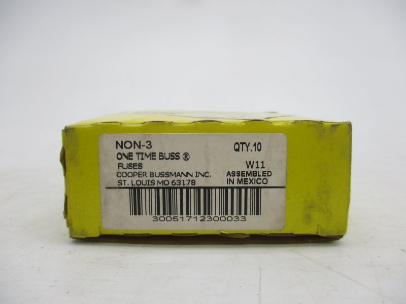 BUSSMANN NON-3 250VAC 3A (PKG OF 10) (YL/GR) NSMP
