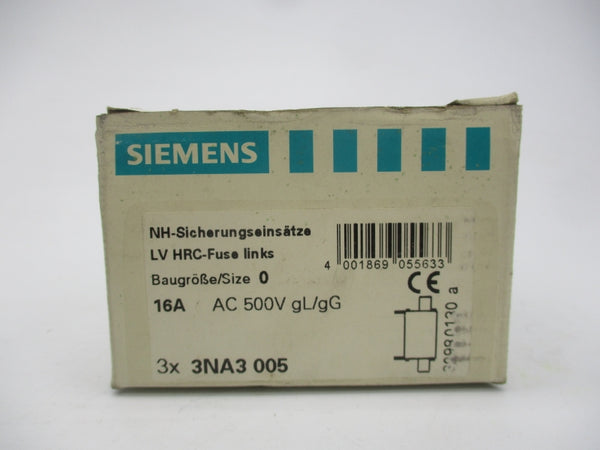 SIEMENS 3NA3005 500VAC 16A (PKG OF 3) NSMP
