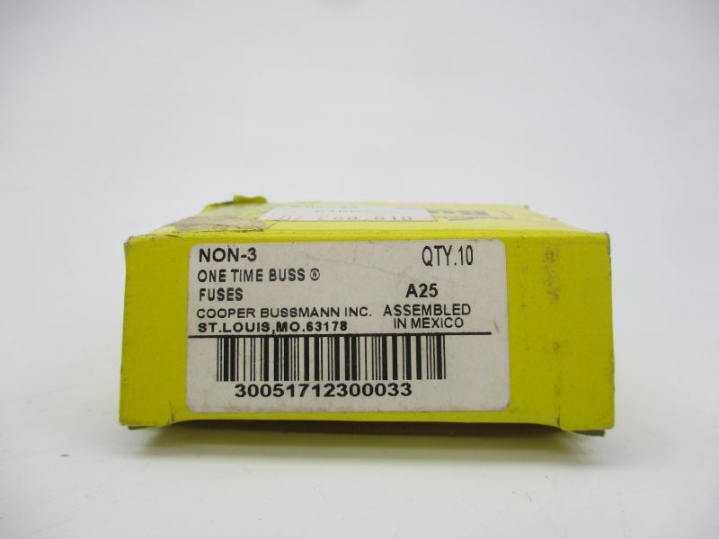 BUSSMANN NON-3 250VAC 3A (PKG OF 10) (YL/GY) NSMP