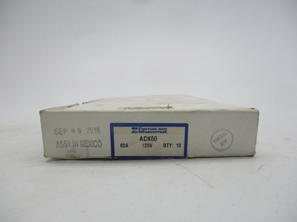 FERRAZ SHAWMUT ACK60 125VAC 60A (PKG OF 10) (WH/WH) NSMP