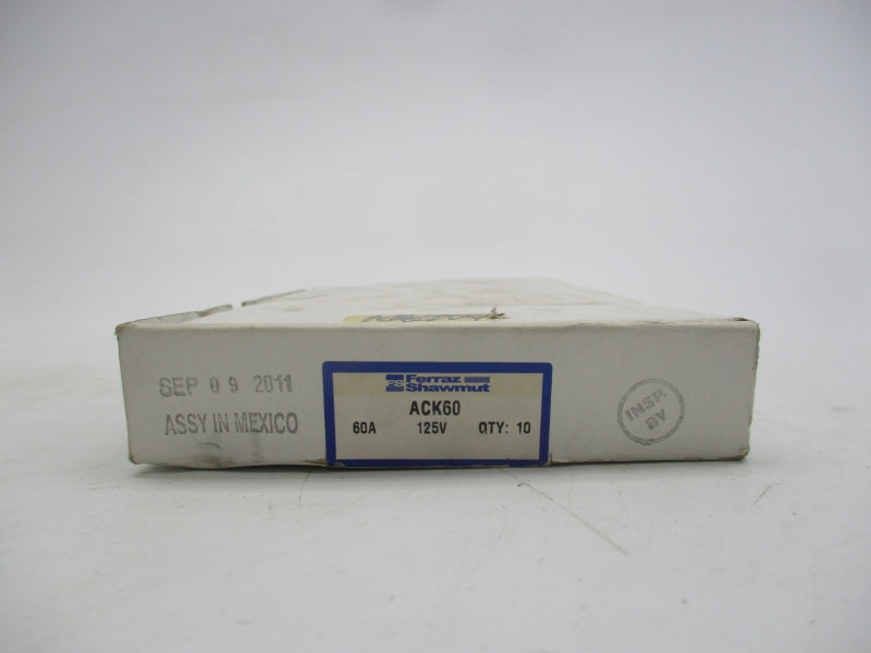 FERRAZ SHAWMUT ACK60 125VAC 60A (PKG OF 10) (WH/WH) NSMP