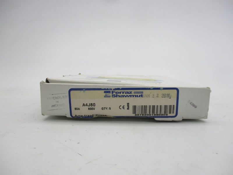 FERRAZ SHAWMUT A4J80 600VAC 80A (PKG OF 5) (WH/OR) NSMP