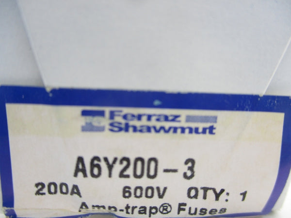 FERRAZ SHAWMUT A6Y200-3 600VAC 200A (WHITE) NSFS