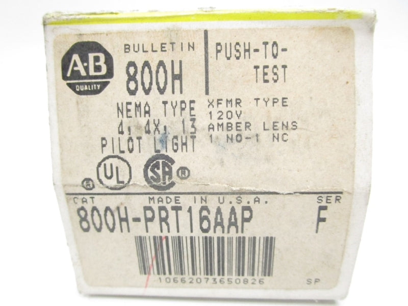 ALLEN BRADLEY 800H-PRT16AAP SER. F 120V (BK/YL) NSMP