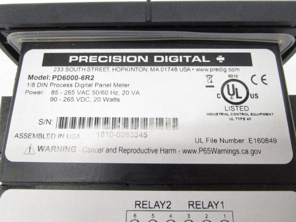PRECISION DIGITAL PD6000-6R2 265VAC 20A NSMP