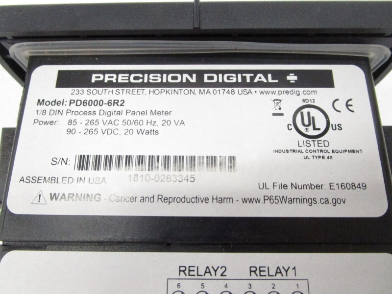 PRECISION DIGITAL PD6000-6R2 265VAC 20A NSMP