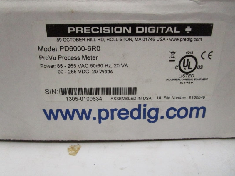 PRECISION DIGITAL PD6000-6R0 85-265VAC 20A NSMP