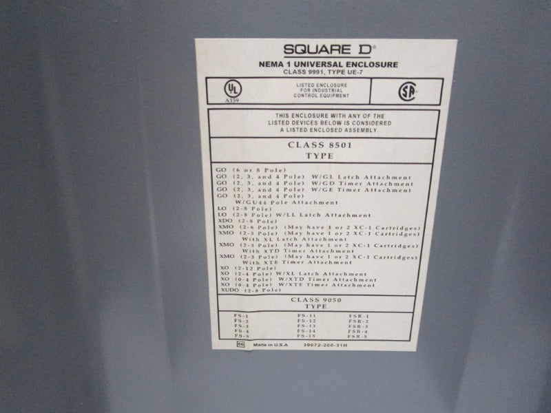 SQUARE D 9991UE7 SER. A NSMP