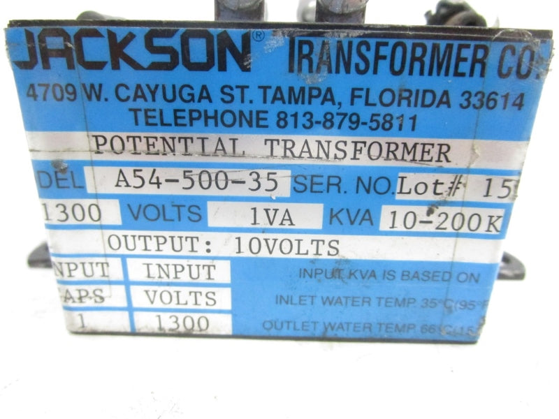 JACKSON TRANSFORMER CO. A54-500-35 10V 1A UNMP