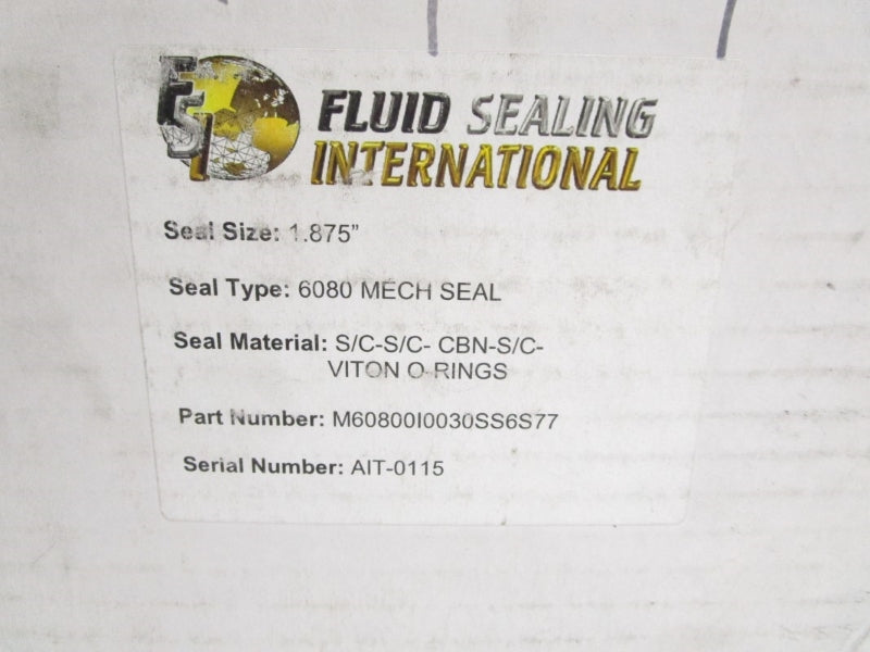 FLUID SEALING INTERNATIONAL M60800I0030SS6S77 1.875" NSMP