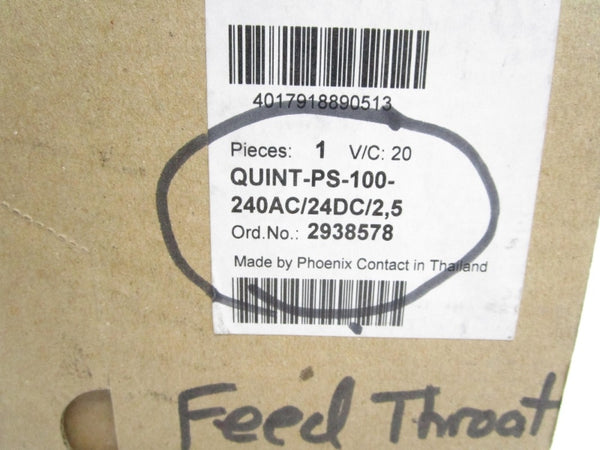 PHOENIX CONTACT 2938578 QUINT-PS-100-240AC/24DC/2.5 100-240VAC 42A NSMP