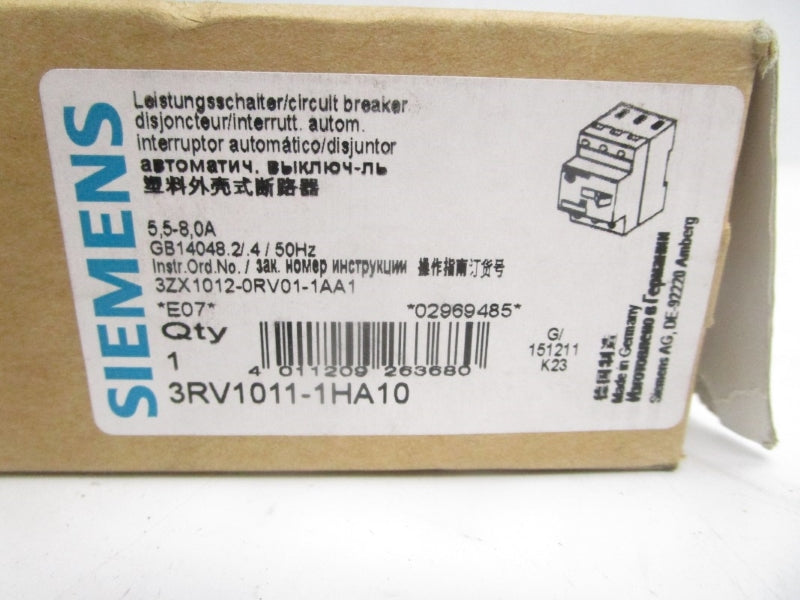 SIEMENS 3RV1011-1HA10 690V 5.5-8A NSMP