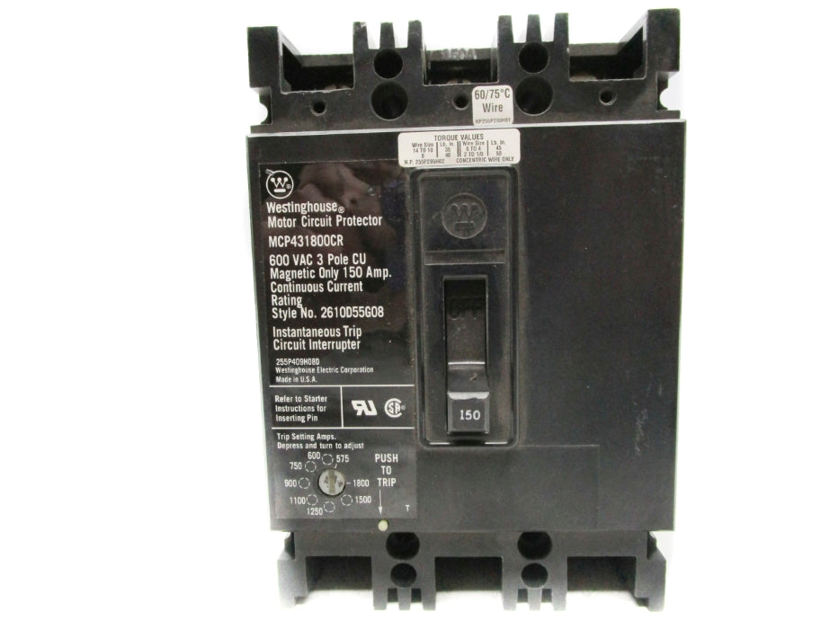 WESTINGHOUSE MCP431800CR 600VAC 150A NSNP