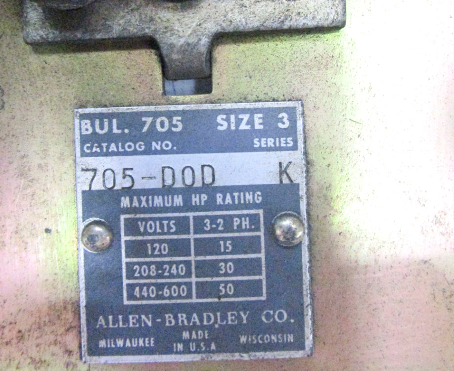 ALLEN BRADLEY 705-DOD 600V SER. K UNMP