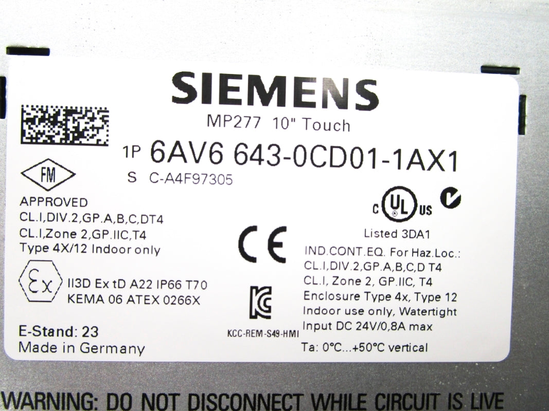 SIEMENS 6AV6643-0CD01-1AX1 24VDC 0.8A NSMP