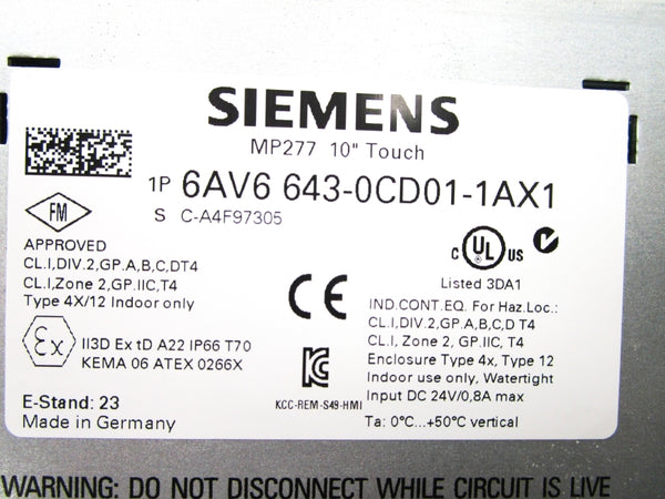 SIEMENS 6AV6643-0CD01-1AX1 24VDC 0.8A NSMP